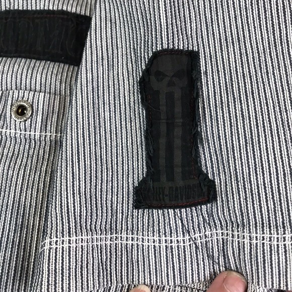 Harley-Davidson Gray Striped Casual Button Down Shirt - Picture 8 of 12